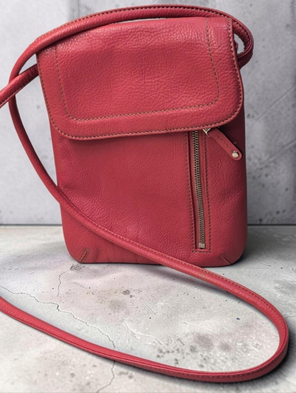 Tignanello Pink Leather Crossbody Bag Small